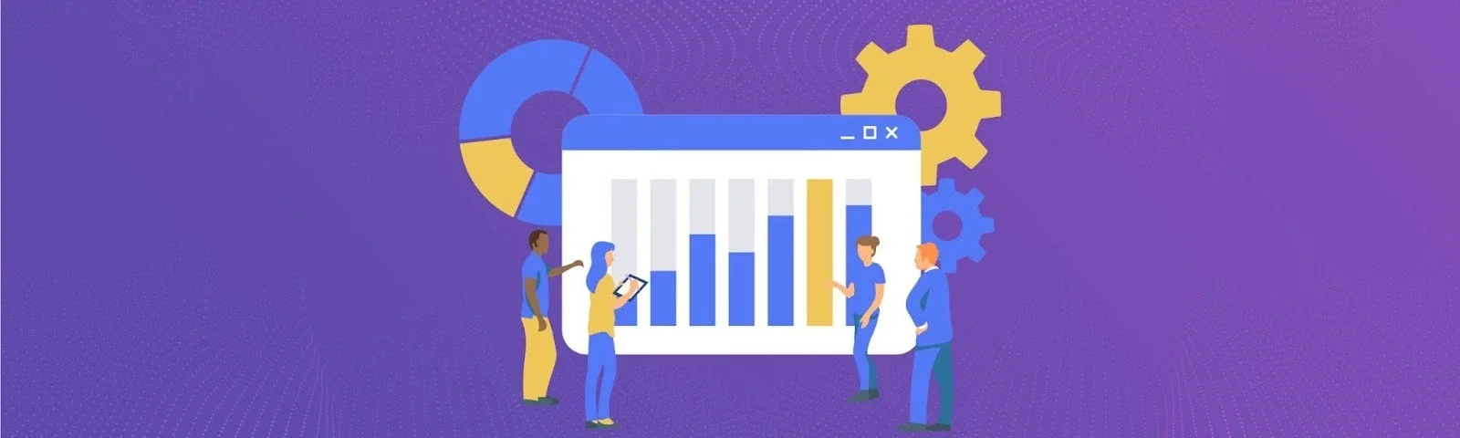 Illustration of a team discussing how to build an effective management program