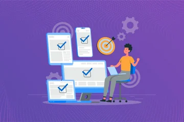 A professional working across multiple screens with completed tasks and goals, representing work-life balance challenges