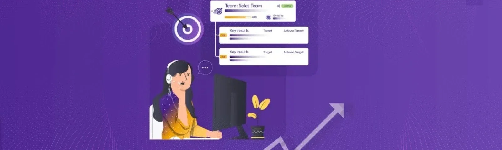 Sales-professional-tracking-OKRs-on-a-dashboard-with-progress-bars-and-an-upward-growth-arrow