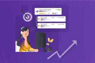 Sales-professional-tracking-OKRs-on-a-dashboard-with-progress-bars-and-an-upward-growth-arrow