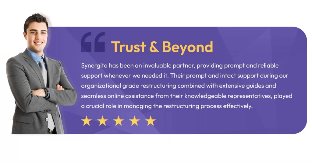 Image showing a client appreciating Synergita’s excellent support 