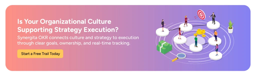  CTA inviting visitors to partner with Synergita OKR to align culture and strategy and start a free trial
