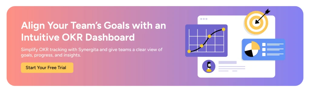 CTA image inviting users to try Synergita OKR tools to experience intuitive OKR dashboard