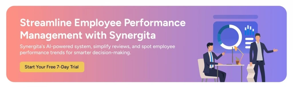  CTA image asking users to experience Synergita with a free 7-day trial period.