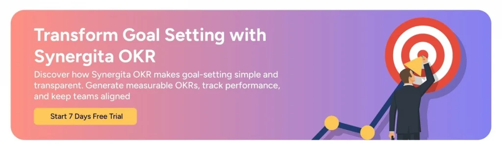 CTA image inviting users to try Synergita OKR software free for 7 days.