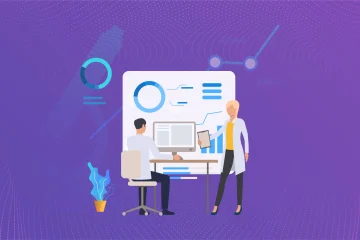 Illustration of healthcare professionals using performance data and analytics to improve hospital operations and patient care.