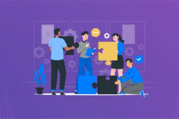 Team alignment strategies showing employees collaborating toward shared business goals