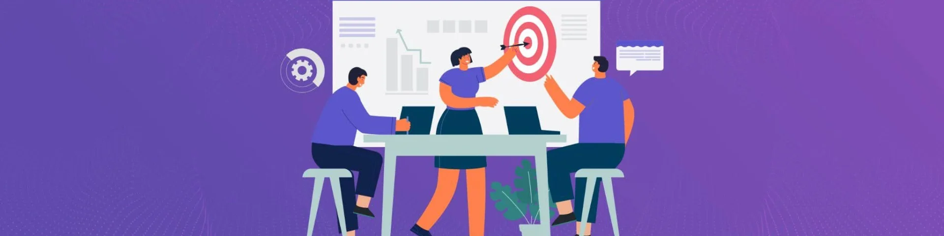 Banner image illustrating managers showing ways to align employee and business goals