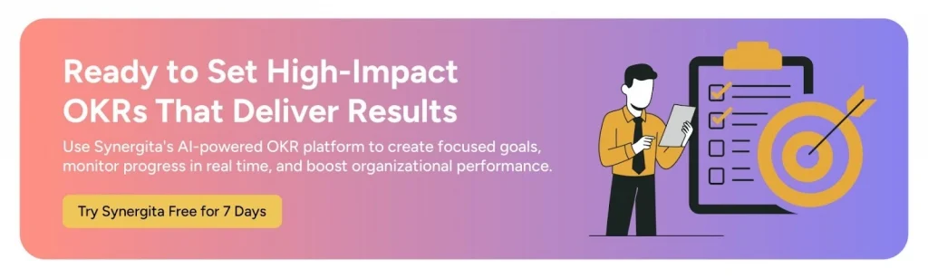 CTA image asking to experience the Synergita OKR tool with a free trial