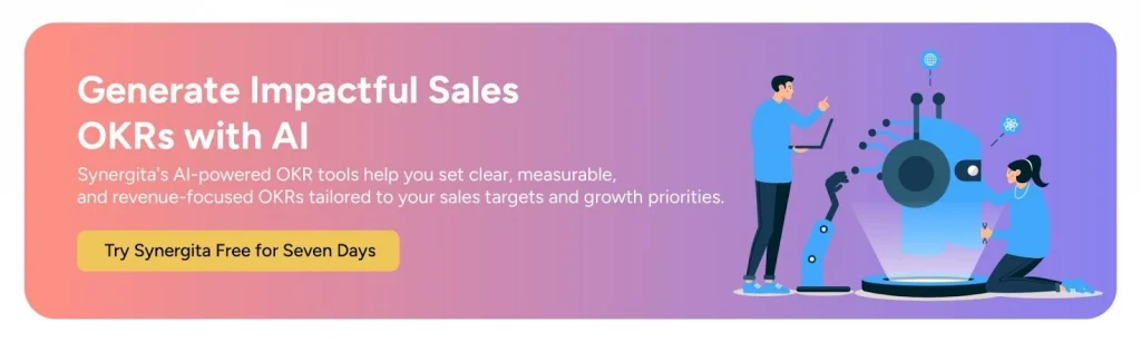 CTA image inviting users to try Synergita OKRs free for seven days.