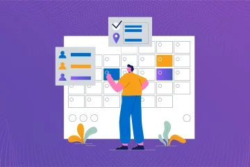 Illustration of a weekly OKR check-in dashboard with goals, progress tracking, and team assignments.