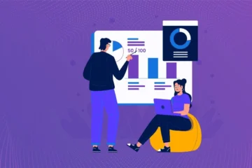Team members analyzing performance data and visual charts, representing modern performance evaluation.