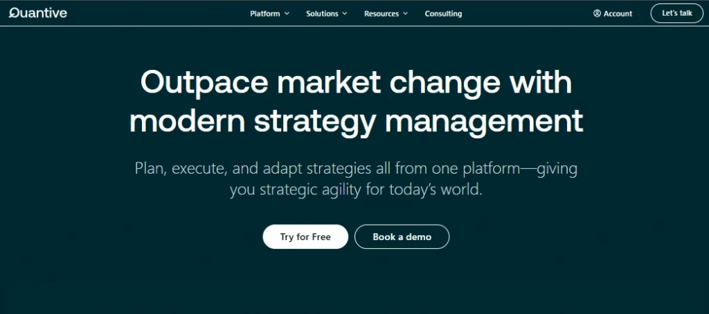 quantive homepage showing OKR tracking tools