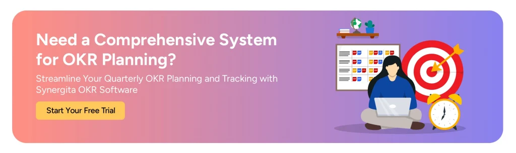 CTA image inviting readers to try Synergita OKR tool for OKR planning