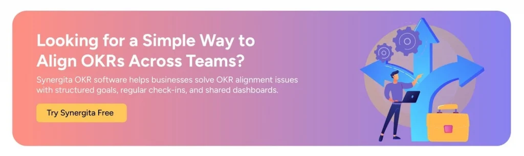 Call-to-action image inviting readers to try Synerita OKR tool free