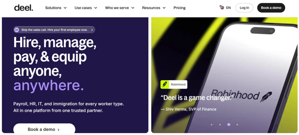 home page of deel