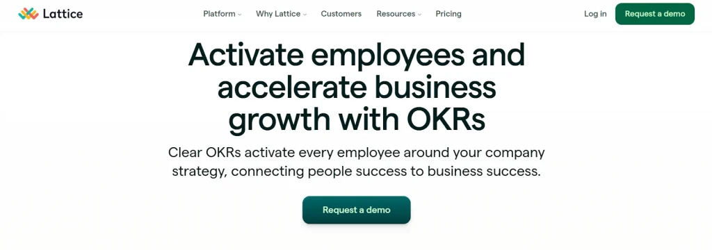 Home page of Lattics OKR software website