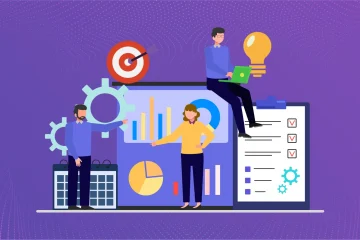 Team-discussing-quarterly-OKR-framework-and-defining-measurable-goals-for-the-quarter