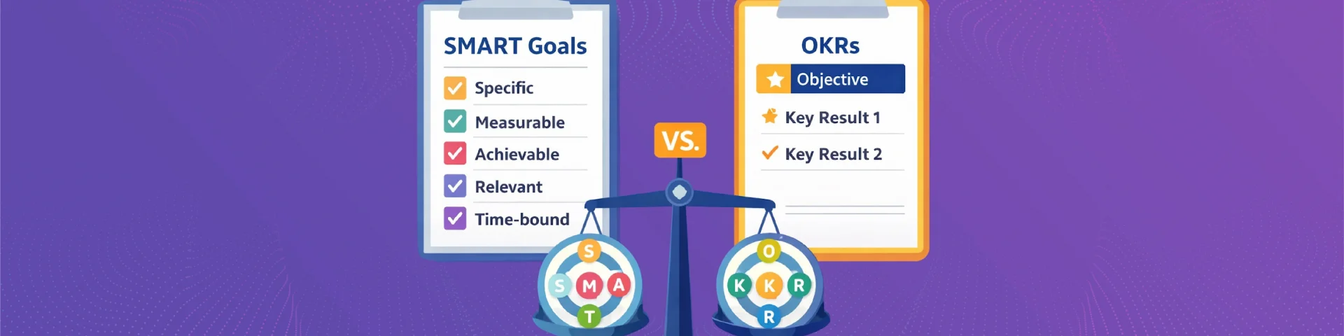 Banner image reflecting key differences between OKR and SMART Goals