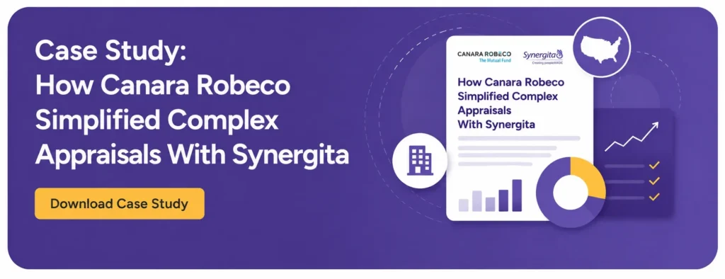 CTA image to download case study of how Canara Robeco simplified complex appraisals with Synergita