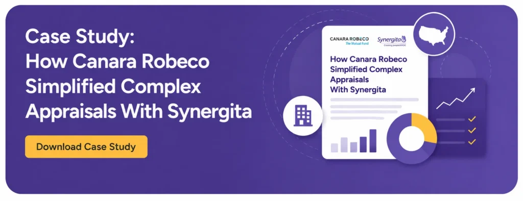 CTA image to download case study of how Canara Robeco simplified complex appraisals with Synergita
