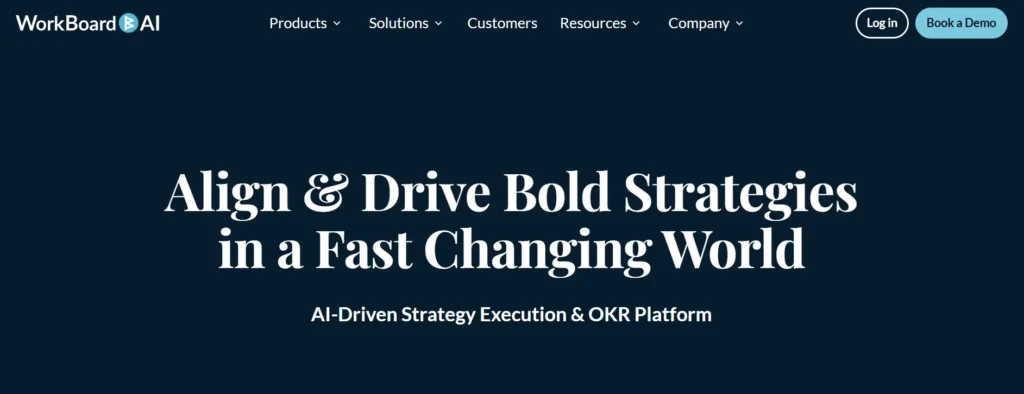  Home page of Workboard OKR management software website
