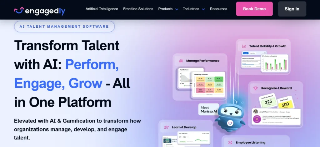 Engagedly website homepage screenshoot