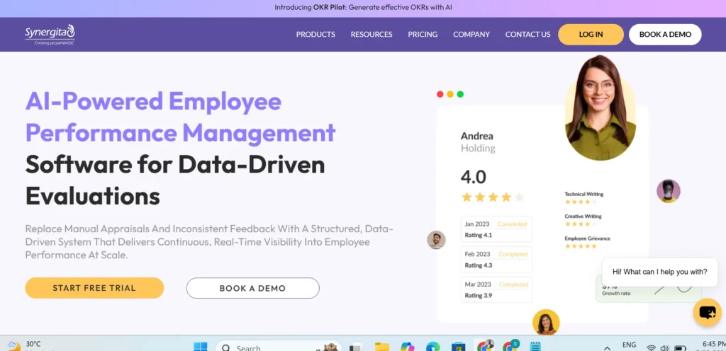 Synergita performance management software page