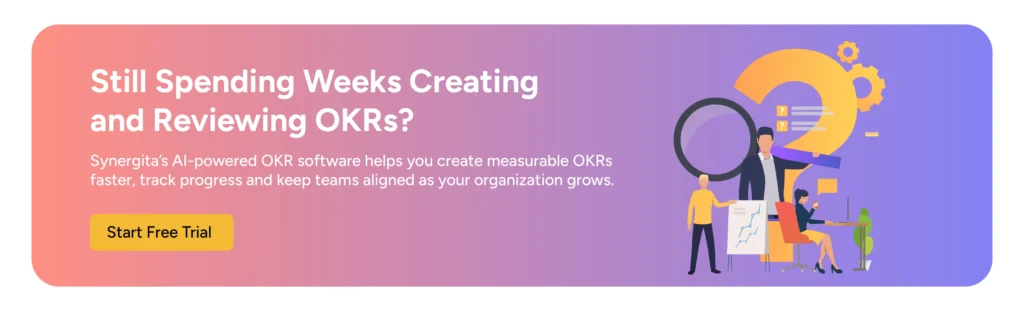 CTA banner promoting Synergita AI OKR software