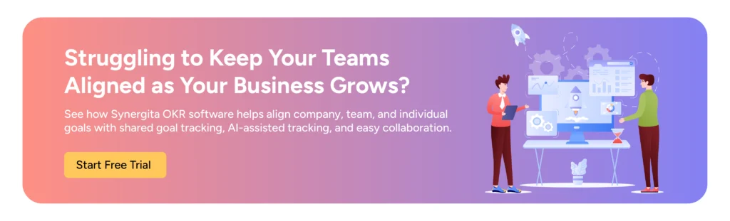 CTA image inviting visitors to try Synergita OKR platform free