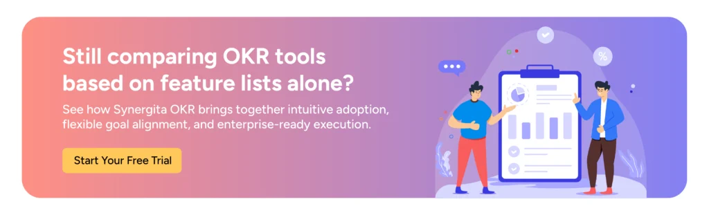 Synergita OKR platform helping organizations evaluate, adopt, and manage OKRs