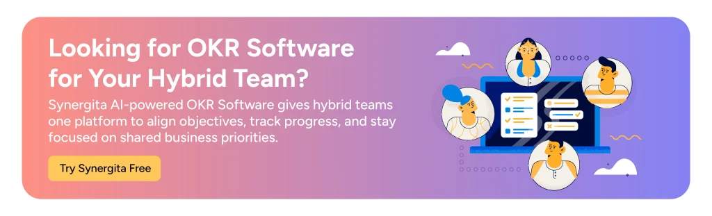 cta banner introducing Synergita OKR for hybrid team